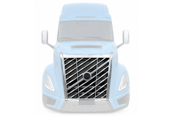 Front Platnum Chrome Grille with Bug Screen and Chrome Trims Moulding 2025+ Volvo VNL New