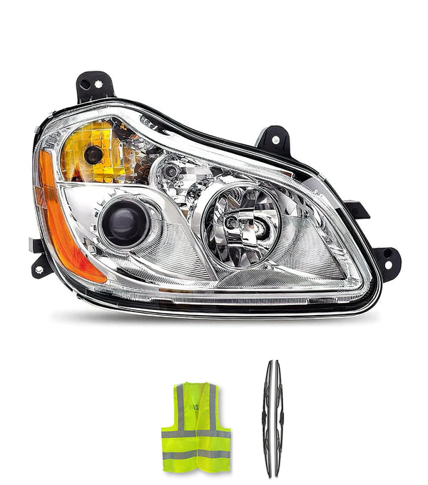 Headlight Halogen Assembly Chrome Housing Passenger 2013-2021 Kenworth T680