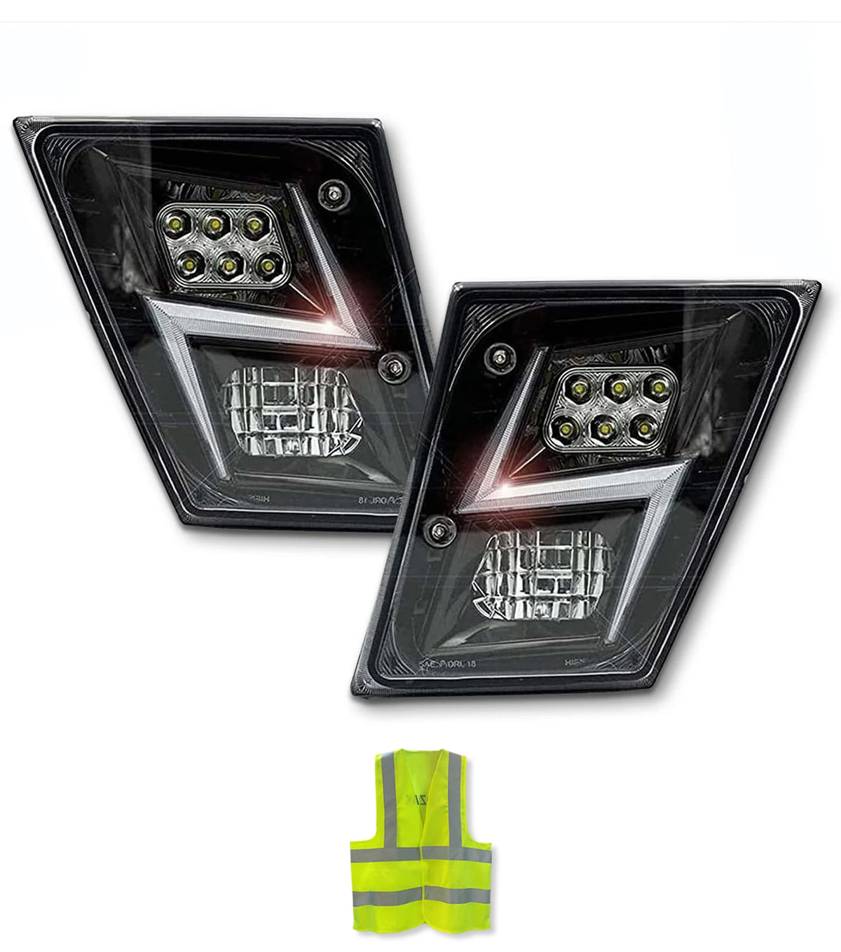Fog LED Lights Black Set 2004-2017 Volvo VNM VNL VT