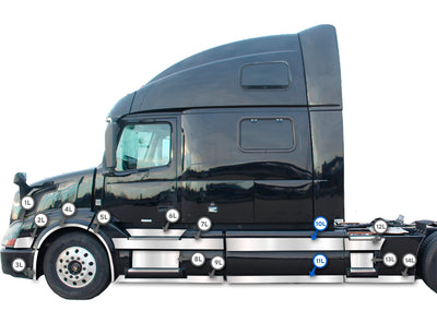Central Panel Stripes Chrome Trim Set for Driver Side (10L, 11L) 2004-2017 Volvo VNL