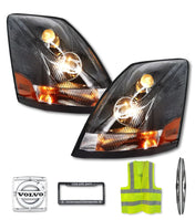 Headlights Assembly Black Set 2004-2017 Volvo VNL VNM