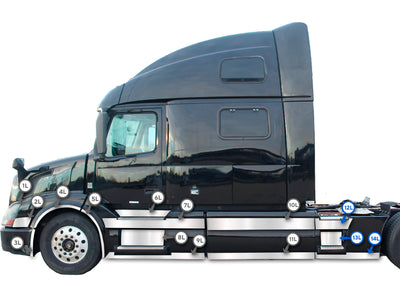 Stripes Chrome Trim Set for Rear Step Fairing Panel 37" (95 cm) Driver Side (12L, 13L, 14L)  2004-2017 Volvo VNL
