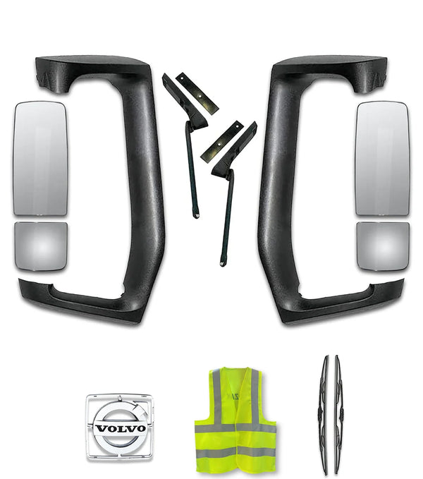 Mirror Arm Covers with Small and Big Door Mirrors Set 2004+ Volvo VNL VNM VNX