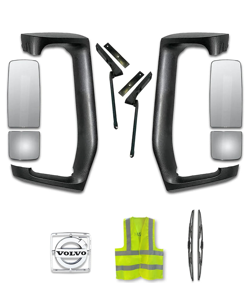 Mirror Arm Covers with Small and Big Door Mirrors Set 2004+ Volvo VNL VNM VNX