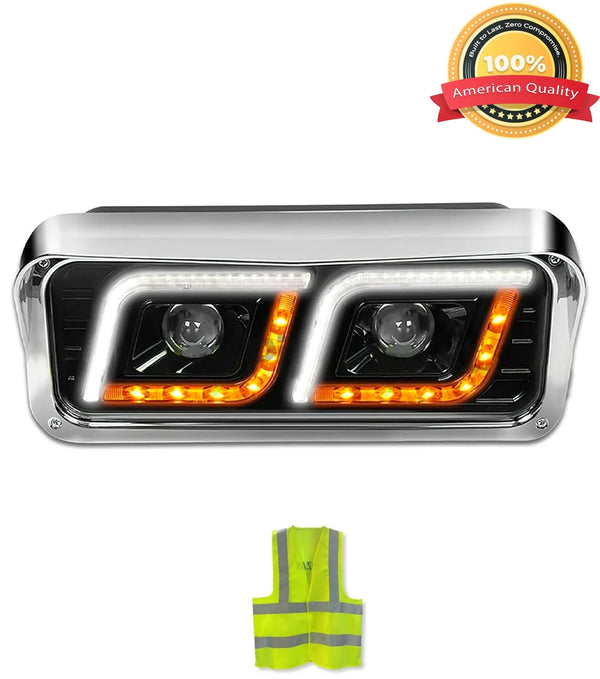 Headlight LED Black Driver Western Star 6900 4900 4800