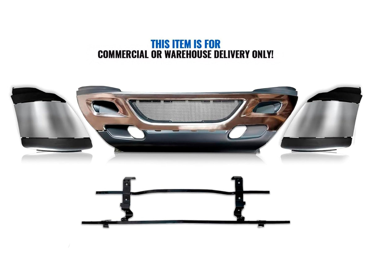 Bumper Plastic with Chrome Trim Set w/ Bracket 2008-2015 International Prostar