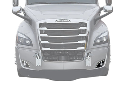 LED Fog Light Set with Halo Ring DLR Black Housing Left Freightliner Cascadia 2018+ - 
