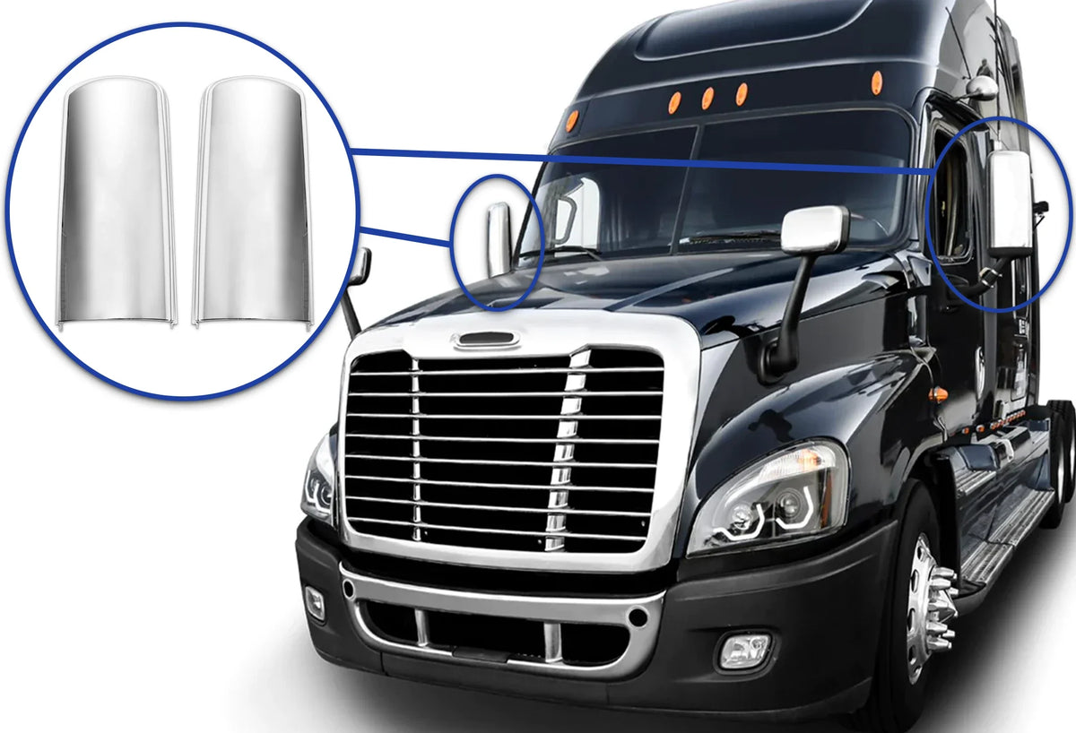 Door Mirror Covers Chrome Set 2008-2016 Freightliner Cascadia 125 113