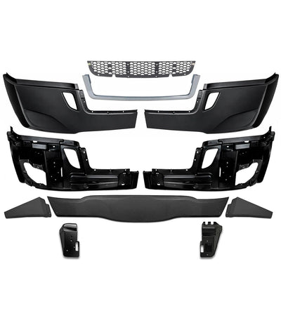 Bumper without Fog Holes Plastic w/ Brackets 11 Pcs 2018-2024 Freightliner Cascadia 126 116