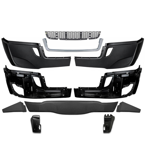 Bumper without Fog Holes Plastic w/ Brackets 11 Pcs 2018-2024 Freightliner Cascadia 126 116