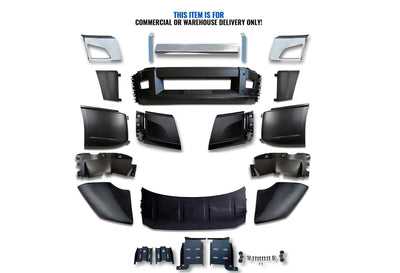 Bumper Set W/o Fog Holes Chrome Trim & Air Flow Deflector & Brackets 2018+ Volvo VNL VNR