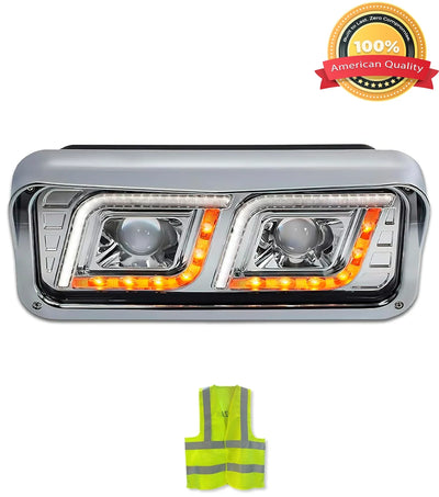 Headlight LED Chrome Driver Western Star 6900 4900 4800