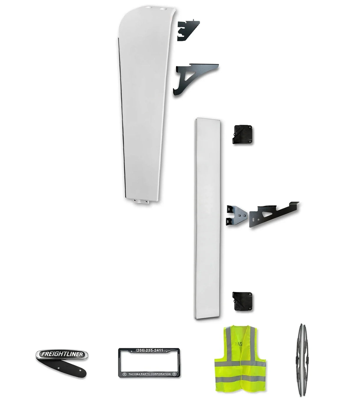 Top and Bottom Cabin Fairings Narrow w/ Brackets Set Passenger 2008-2017 Freightliner Cascadia