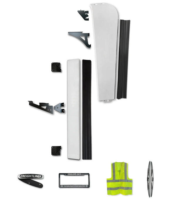 Top & Bottom Cabin Fairings w/ Stripes & Brackets Narrow Set Driver 2008-2017 Freightliner Cascadia