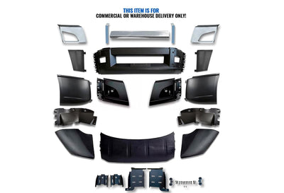 Bumper Set W/ Fog Holes, Chrome Trim & Air Flow Deflector & Brackets 2018+ Volvo VNL VNR