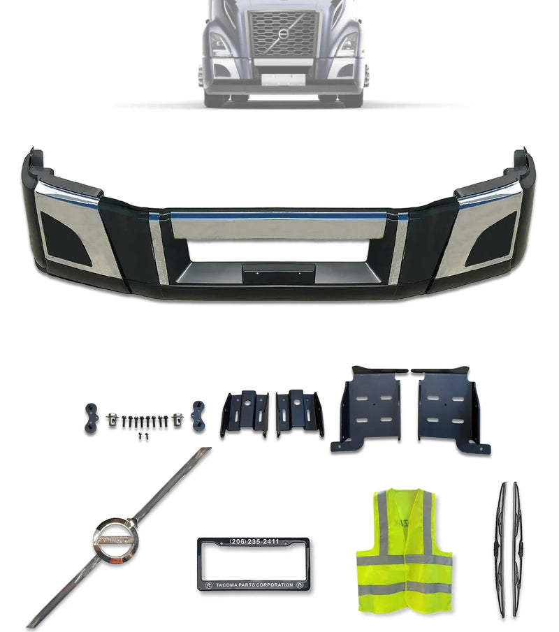Bumper Set No Fog Holes with Chrome Trim and Brackets 2018+ Volvo VNL VNR
