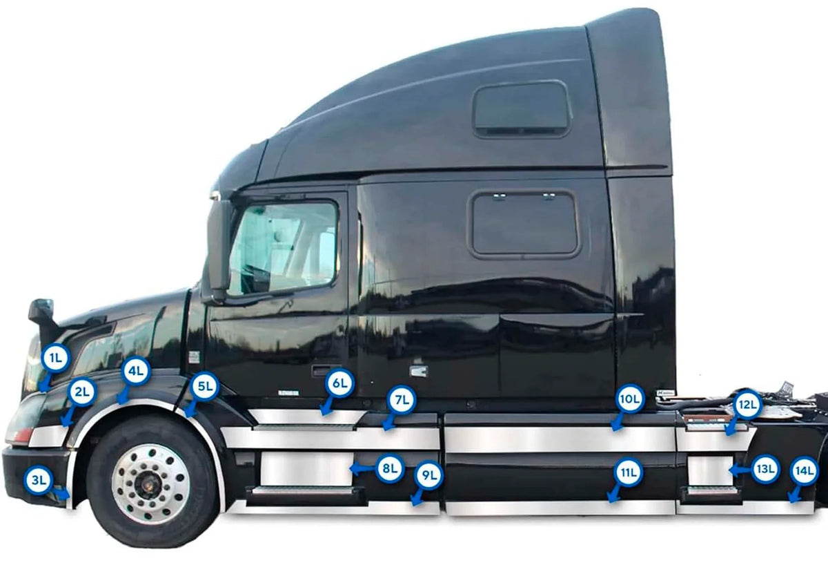 Chrome Trim Set Driver 2004-2017 Volvo VNL