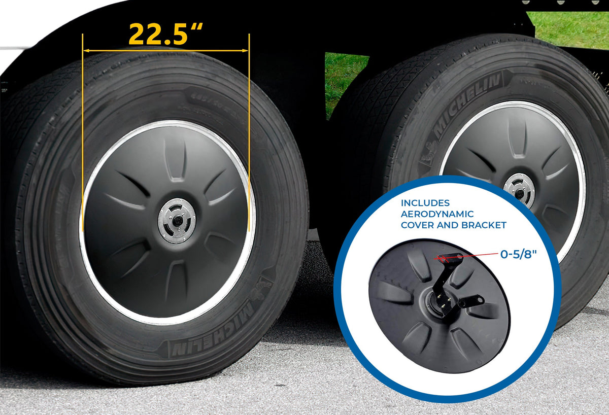22.5" Aerodynamic Wheel Covers for Semi Trucks (drive axle), Twist & Lock 4 Pcs