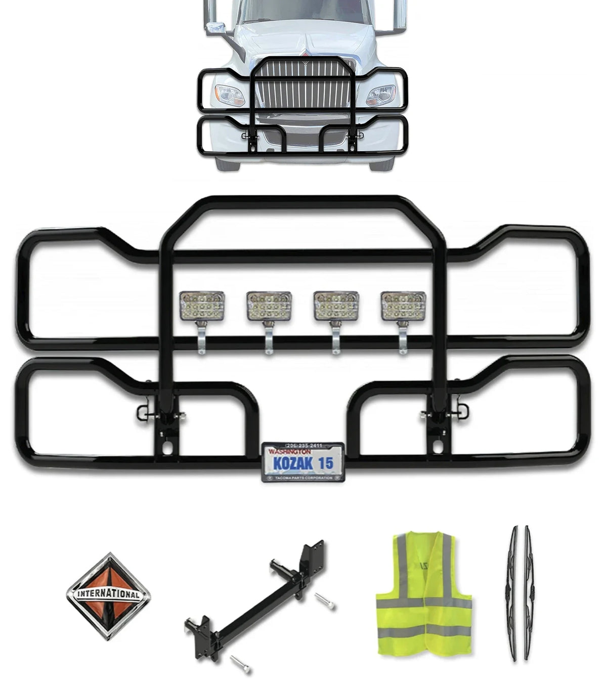 Front Grille Guard Black International LT625