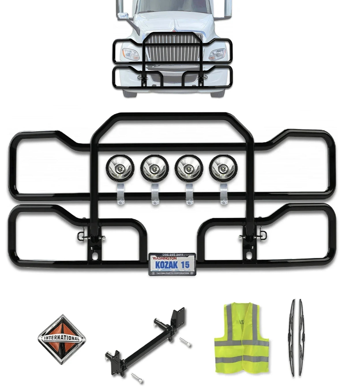 Front Grille Guard Black International LT625