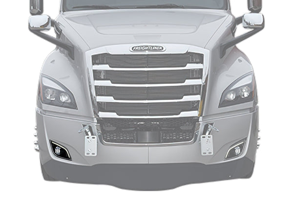 LED Fog Light with Halo Ring DLR Black Housing Right Freightliner Cascadia 2018+ - 