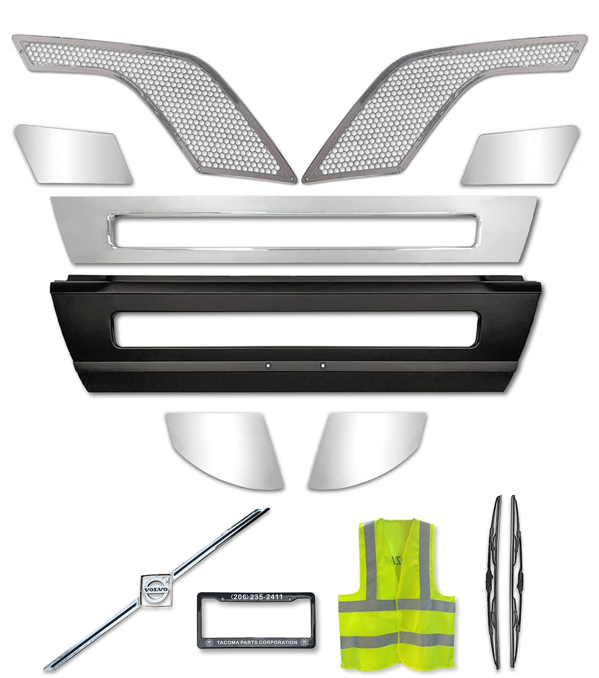 Bumper Center with Chrome Trim Set 2016-2017 Volvo VNL