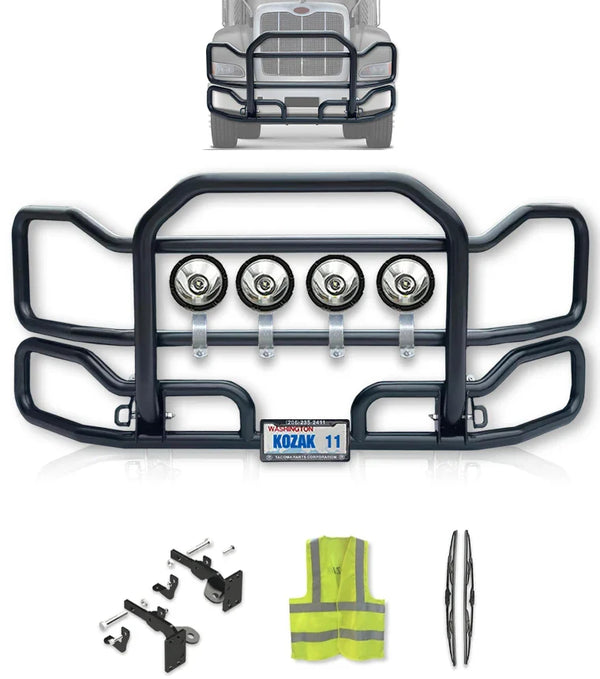 Front Grille Bumper Guard Large Black Peterbilt 384