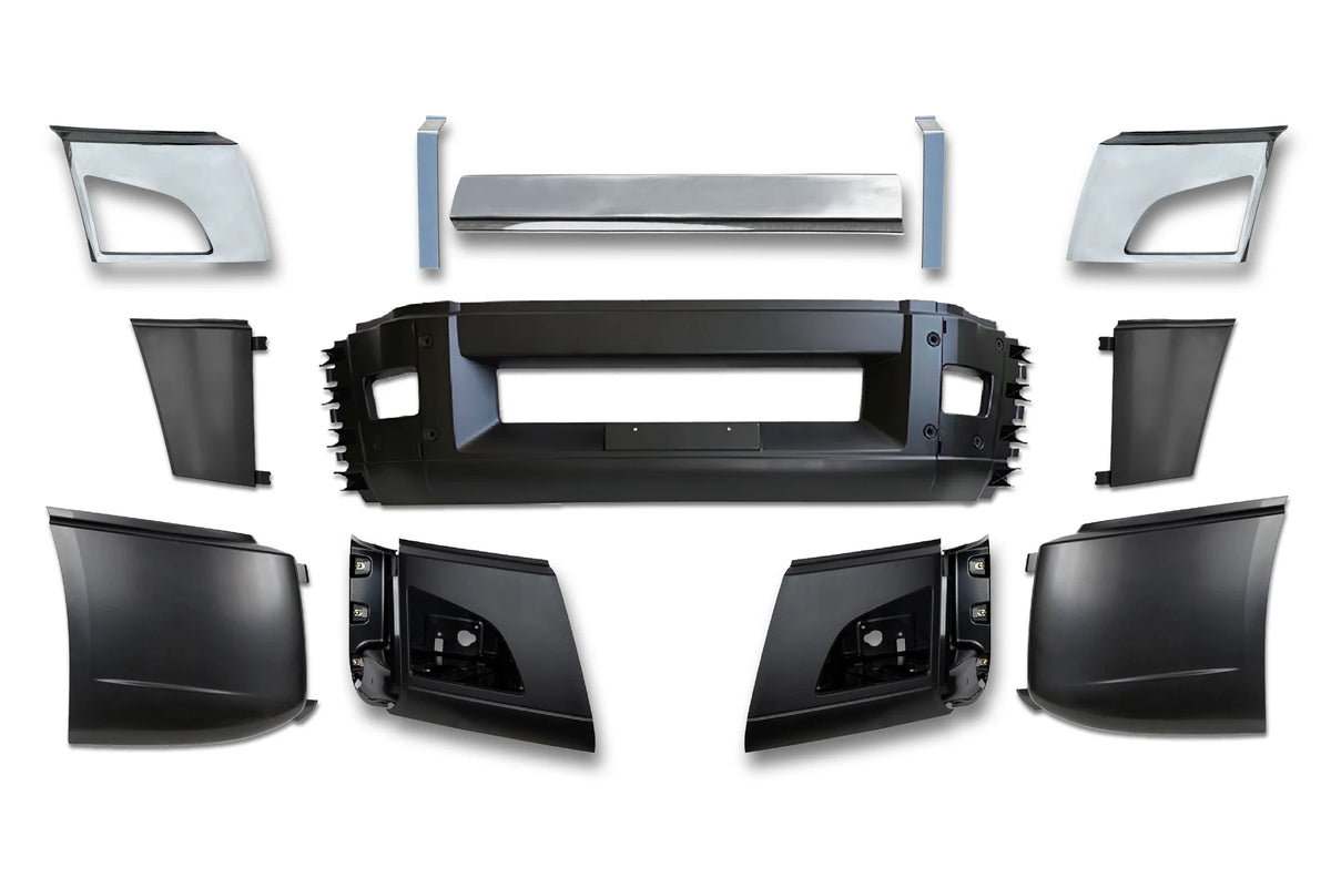Bumper Set with Fog Holes with Chrome Trim and Brackets 2018+ Volvo VNL VNR