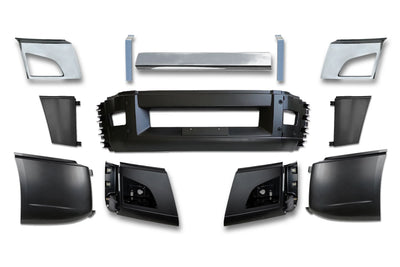 Bumper Set with Fog Holes with Chrome Trim and Brackets 2018+ Volvo VNL VNR