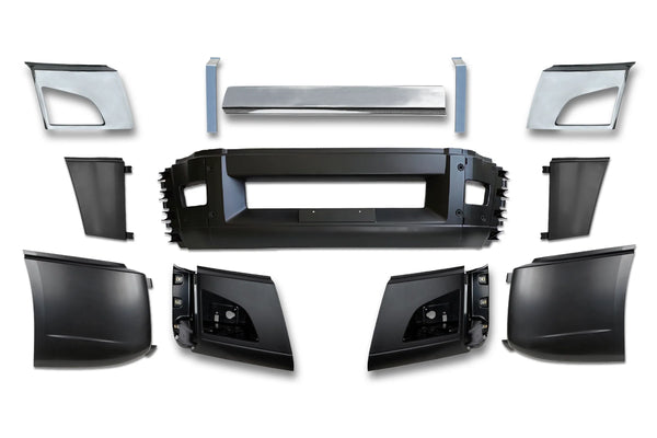 Bumper Set with Fog Holes with Chrome Trim and Brackets 2018+ Volvo VNL VNR