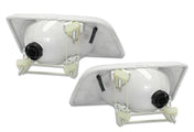 Headlights with Led Bulbs Set 1998-2003 Volvo VN VNL;  2000-2017 VNM