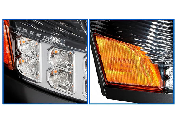 Headlights Full LED Black Set 2004-2017 Volvo VNL VNX VT