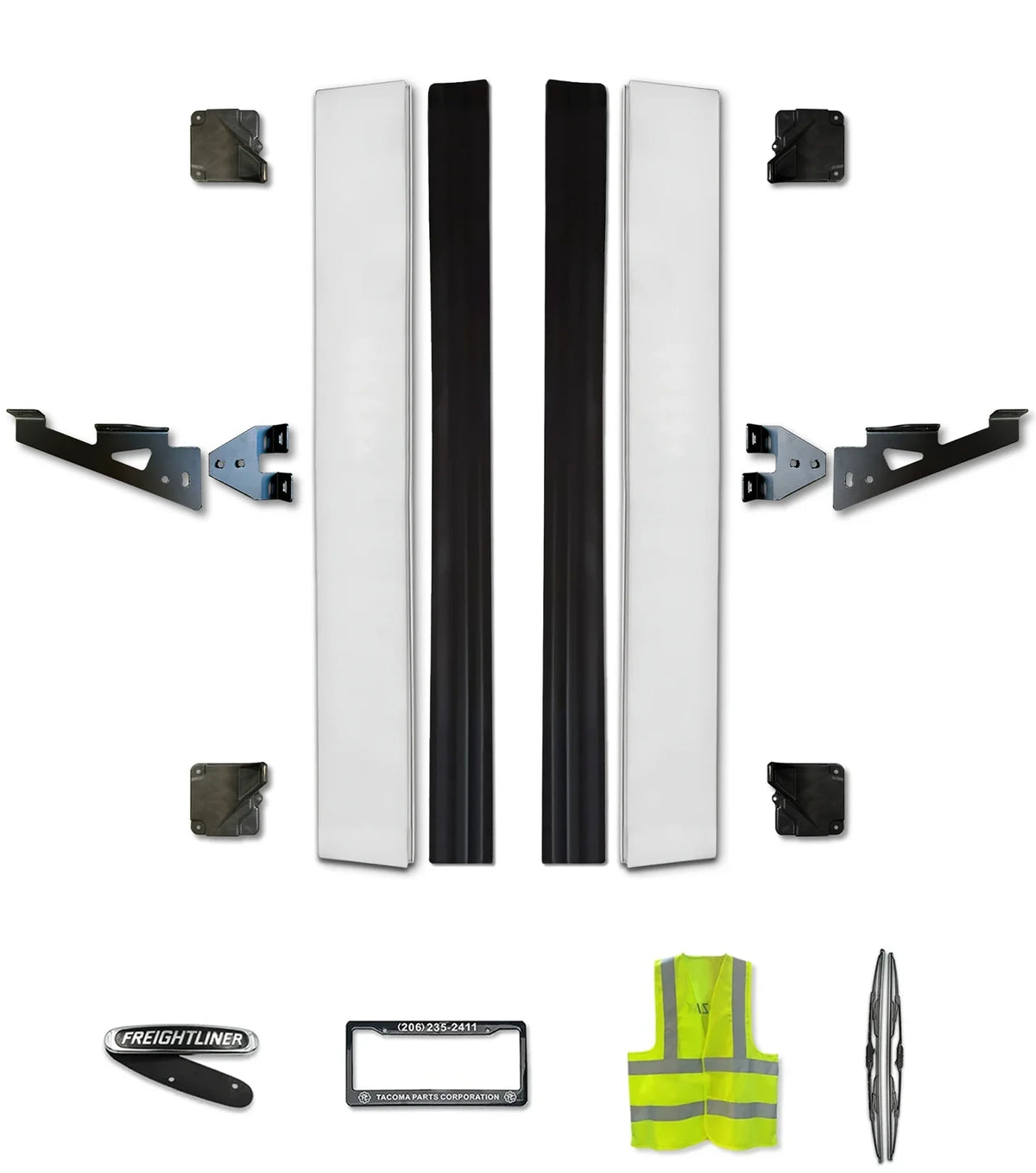 Bottom Cabin Fairings Narrow w/ Stripes & Brackets Set 2008-2017 Freightliner Cascadia