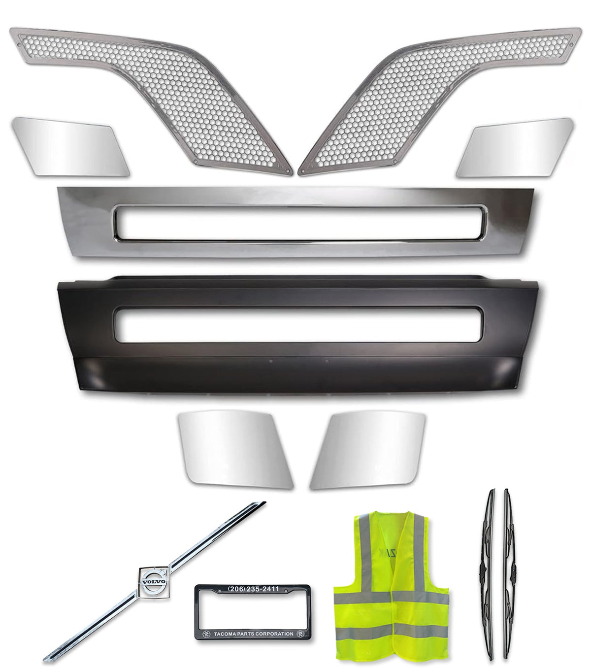 Bumper Center with Chrome Trim Set 2004-2015 Volvo VNL