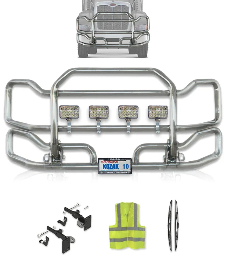 Front Grille Bumper Guard Large Chrome Peterbilt 384