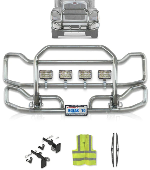 Front Grille Bumper Guard Large Chrome Peterbilt 384