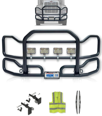 Front Grille Bumper Guard Large Black Peterbilt 384