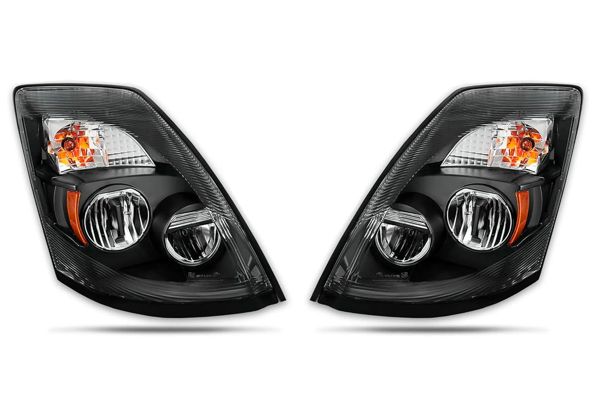 Headlights Full LED Black Set 2004-2017 Volvo VNL VT
