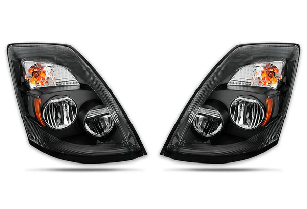 Headlights Full LED Black Set 2004-2017 Volvo VNL VT