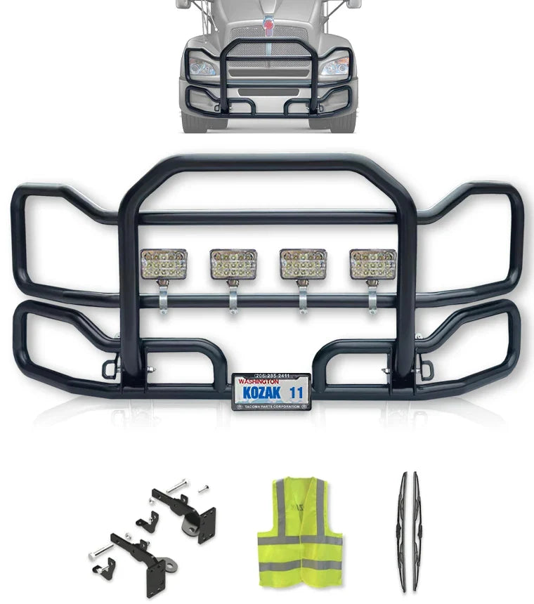 Front Grille Guard Large Black Kenworth T440