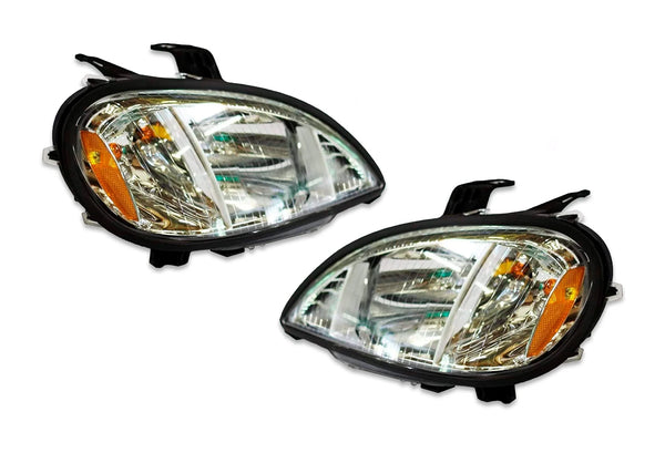Headlights Halogen Set with Chrome Bezel 2004+ Freightliner Columbia