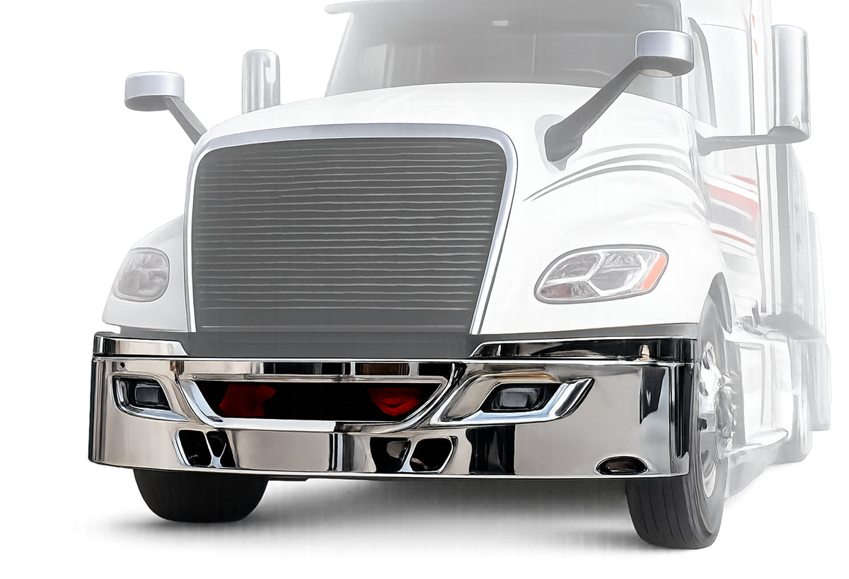 15” Chrome Front Bumper with Fog Light & Radar Holes 2017+ International LT LT625