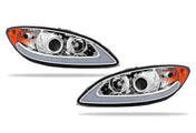 Headlights Chrome with LED Glow Bar Set 2008-2016 International Prostar