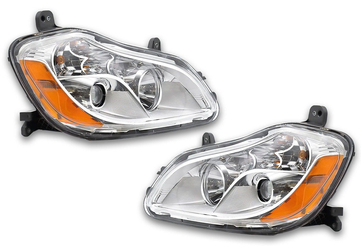 Headlights Halogen Assembly Chrome Housing Set 2013-2021 Kenworth T680