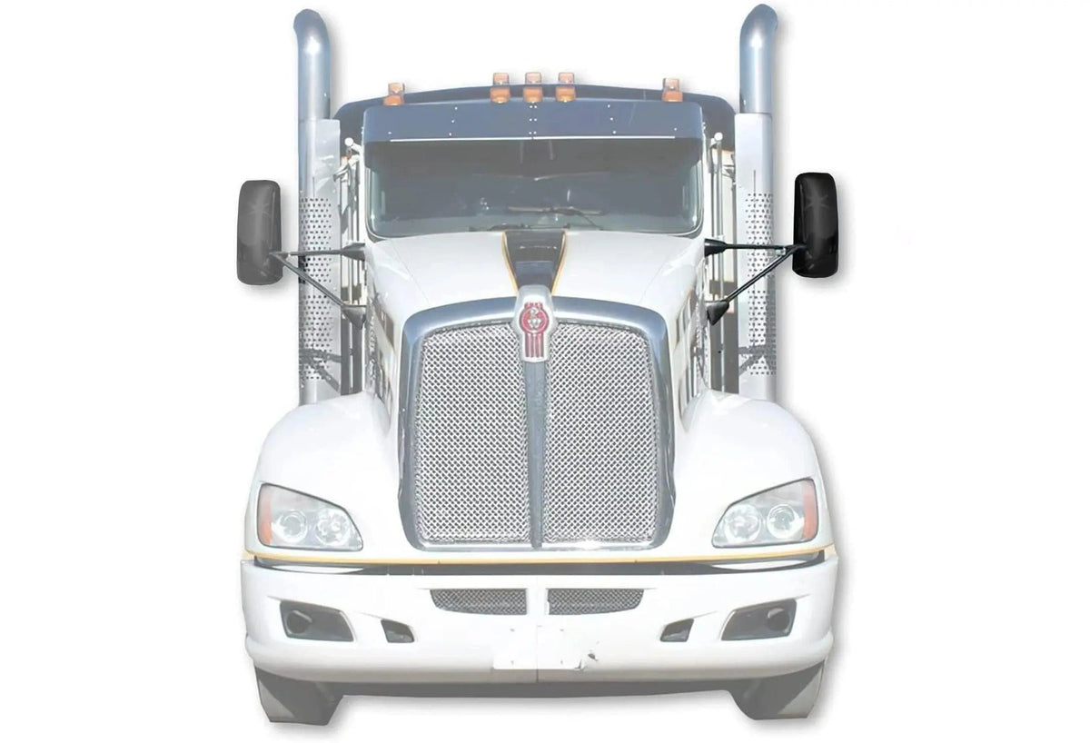 Kozak Black Door Mirror With Arms Left (Driver Side) compatible with Kenworth T660 T600 T800 2008-2016 PLUS Kenworth Logo, 2x22" Windshield wipers and Kozak Reflective Vest