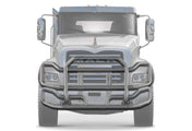 Front Grey Grille Guard Large 2004+ Mack Granite GU713 (Set-Back)