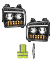 Headlights Black LED DRL Sequential Turn Signal Set 2019-2022 Kenworth W990