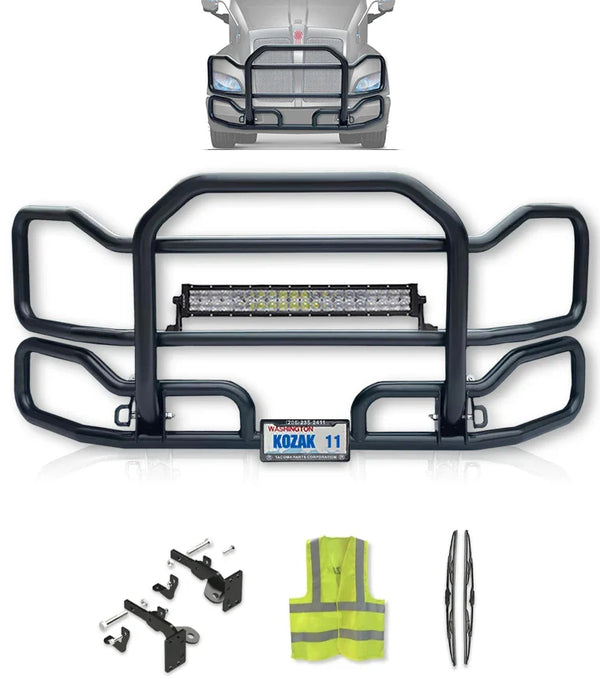 Front Grille Guard Large Black Kenworth T700