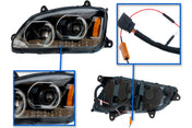 Headlight LED Black with Turn Signal Dual Driver 2008-2018 Kenworth T660 T370