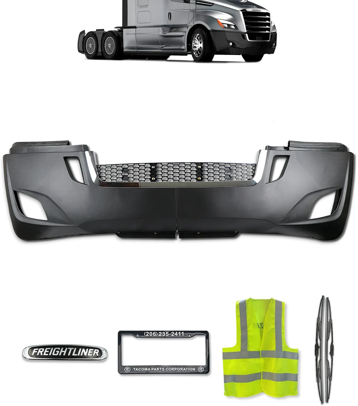 Bumper w/ Fog Lamp Holes Plastic 2018+ Freightliner Cascadia 126 116
